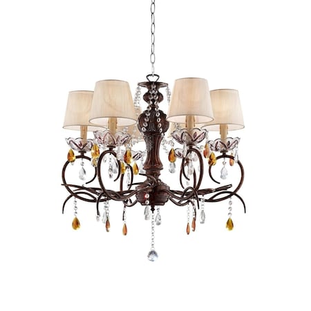 Homeroots Burnished Bronze Hanging Ceiling Lamp with Clear & Amber Crystals, Multi Color 468867